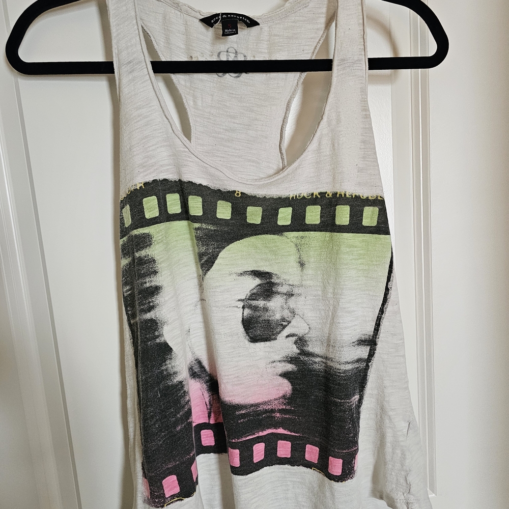 Rock & Republic Graphic White Tank Top